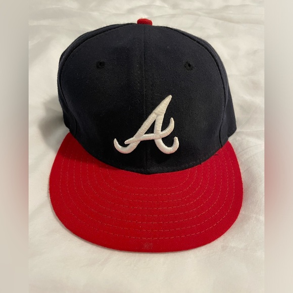 New Era Atlanta Braves Fitted Hat - Navy/Red Braves Hat - Picture 4 of 6
